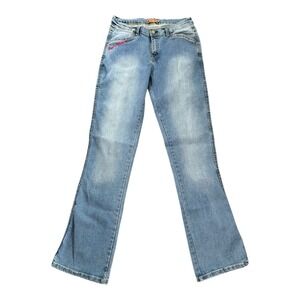 Vtg Apple Bottoms Jeans Bootcut Size 31 Medium Wash Faded Made Fresh Daily Bling